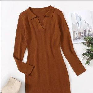 Ribbed rust color dress